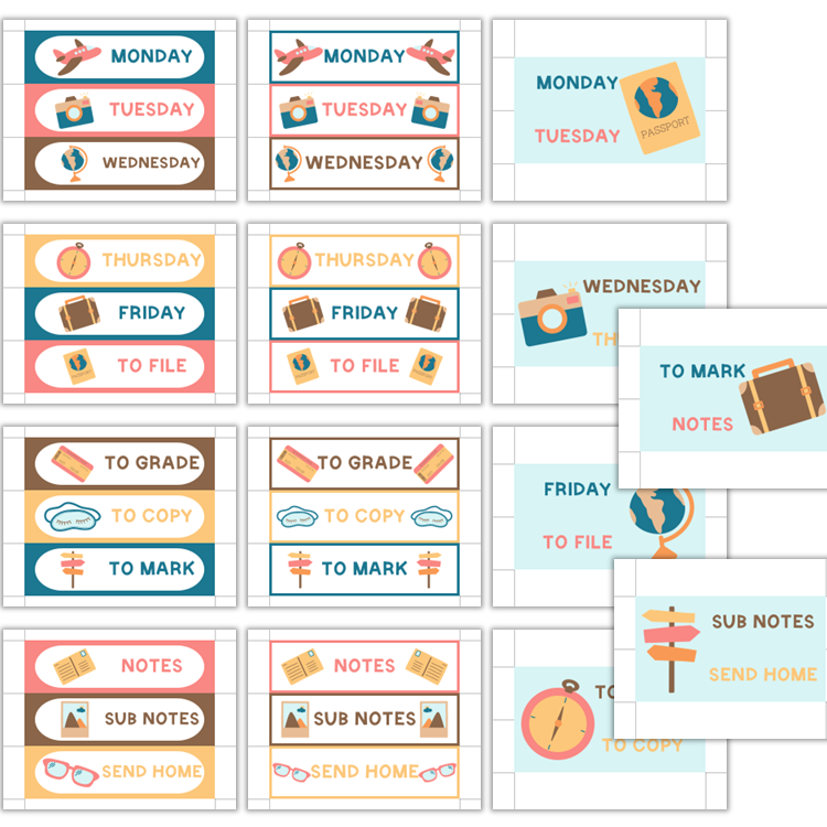 Teacher Trolley Cart Labels - Travel the World | Editable