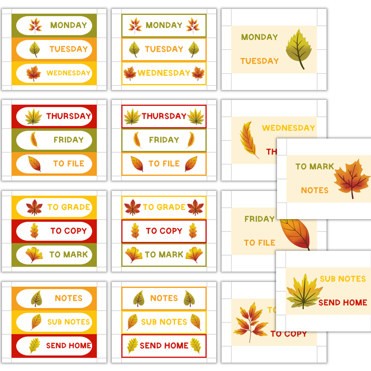 Teacher Trolley Cart Labels - Autumn Leaves | Editable