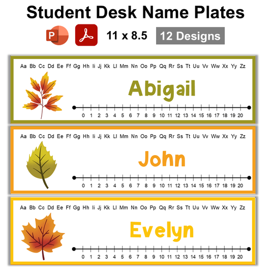 Student Desk Name Plates - Autumn Leaves | Editable
