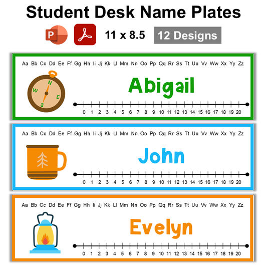 Student Desk Name Plates - Camping | Editable