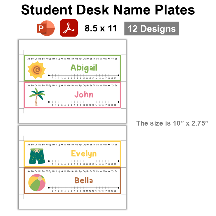 Student Desk Name Plates - Hello Summer | Editable