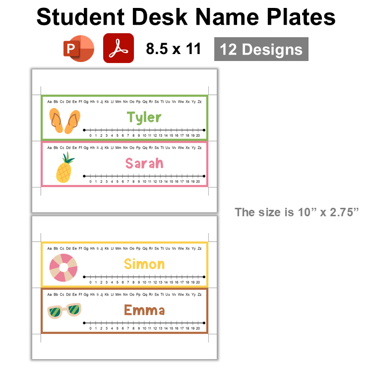 Student Desk Name Plates - Hello Summer | Editable