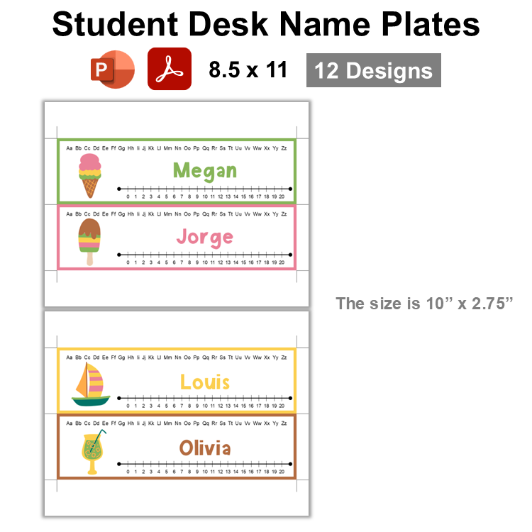 Student Desk Name Plates - Hello Summer | Editable