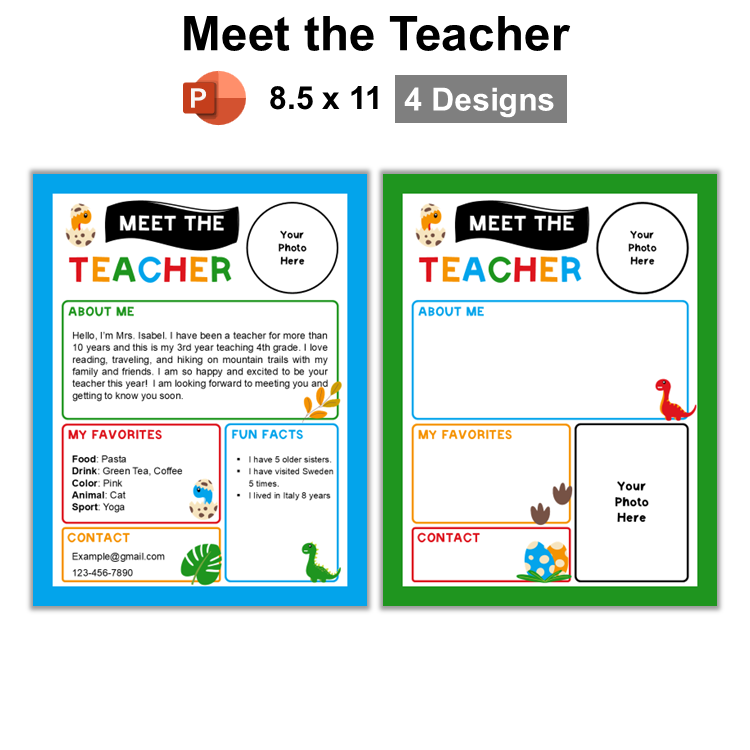 Meet the Teacher - Cute Dinosaur | Editable