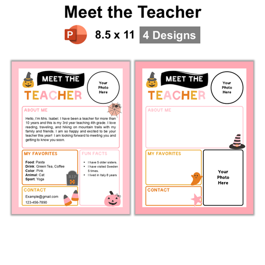 Meet the Teacher - Pink Halloween | Editable