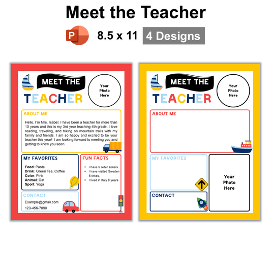 Meet the Teacher - Cute Transportation | Editable