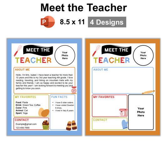 Meet the Teacher - Colorful Baking | Editable