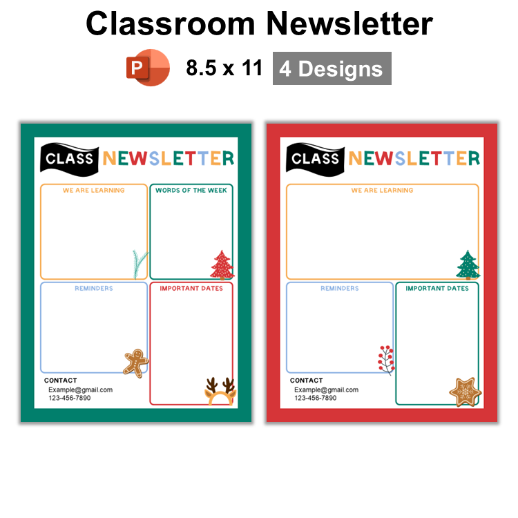 Classroom Newsletter - Bright Christmas | Editable
