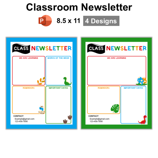 Classroom Newsletter - Cute Dinosaur | Editable