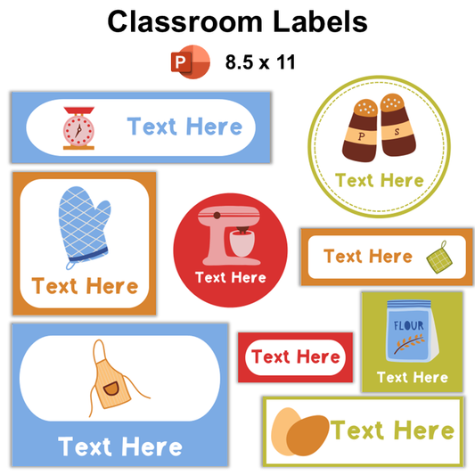 Classroom Labels - Colorful Baking | Editable