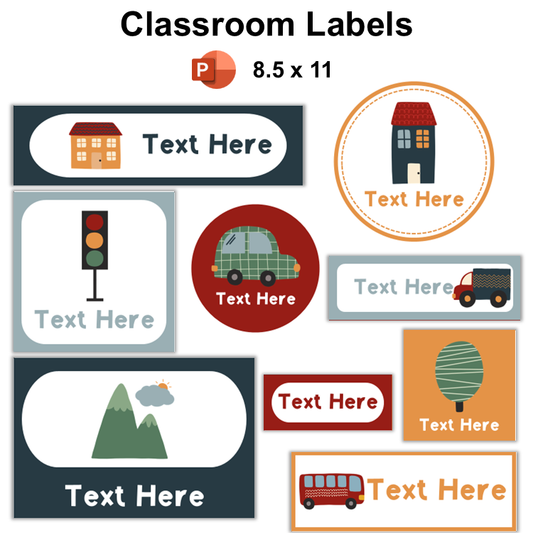 Classroom Labels - Little Town | Editable