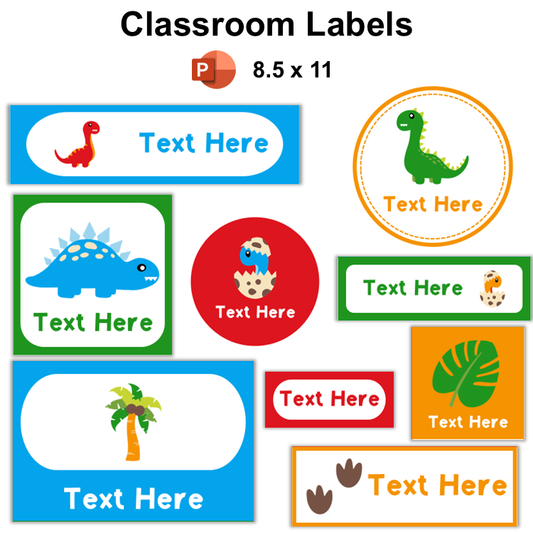 Classroom Labels - Cute Dinosaur | Editable