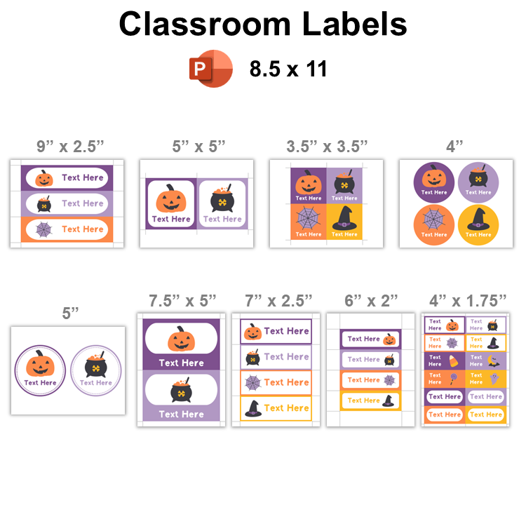 Classroom Labels - Purple Halloween | Editable