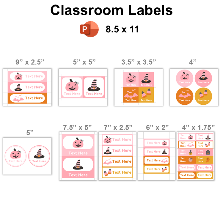 Classroom Labels - Pink Halloween | Editable