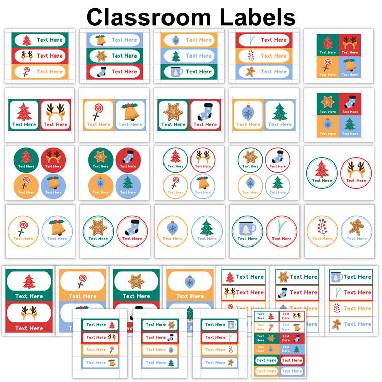 Classroom Labels - Bright Christmas | Editable