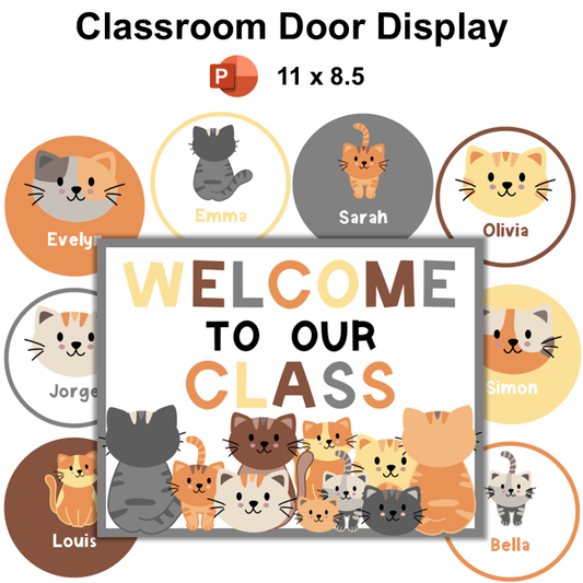 Classroom Door Display - Little Cat | Editable