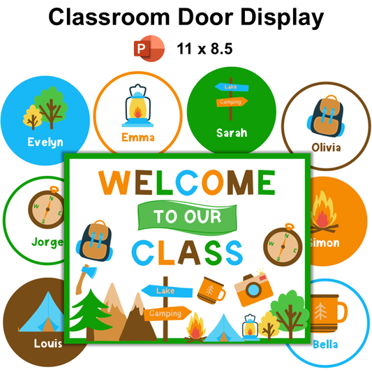 Classroom Door Display - Camping | Editable
