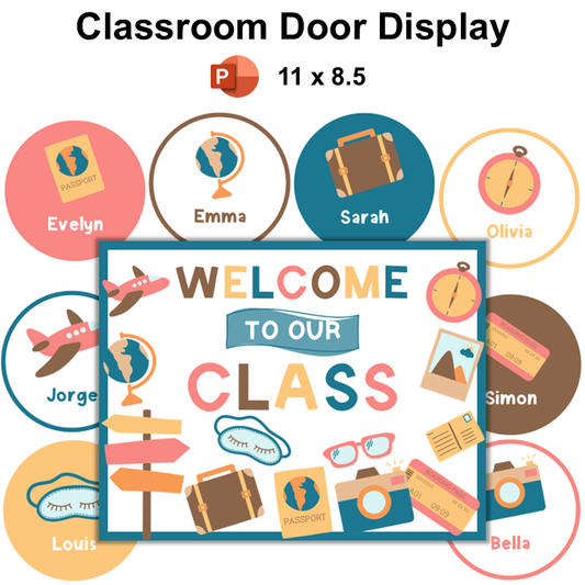 Classroom Door Display - Travel the World | Editable