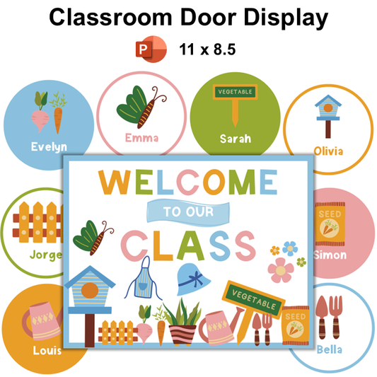 Classroom Door Display - Spring Garden | Editable