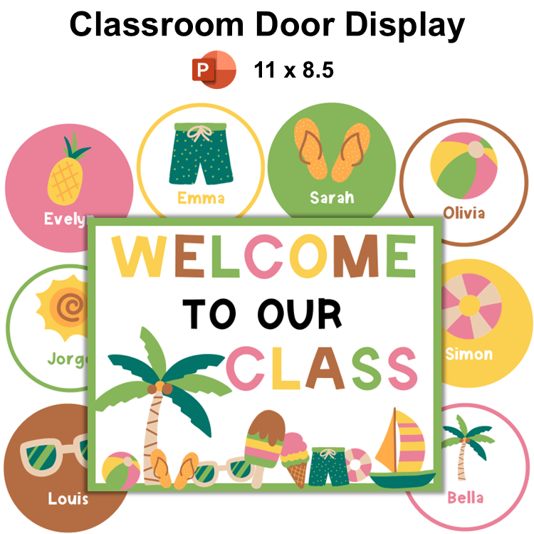 Classroom Door Display - Hello Summer | Editable