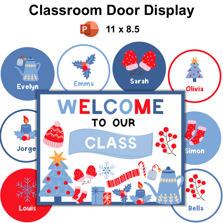 Classroom Door Display - Blue Winter | Editable