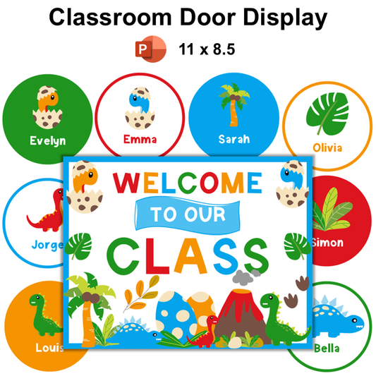 Classroom Door Display - Cute Dinosaur | Editable