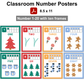 Classroom Number Posters - Bright Christmas