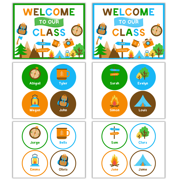 Classroom Door Display - Camping | Editable