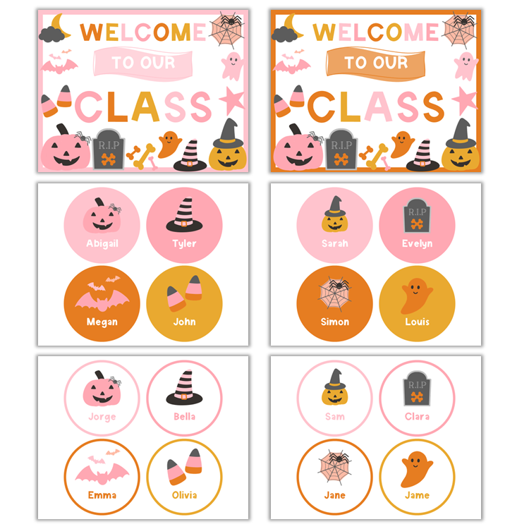 Classroom Door Display - Pink Halloween | Editable