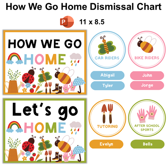 How We Go Home Dismissal Chart - Colorful Spring | Editable