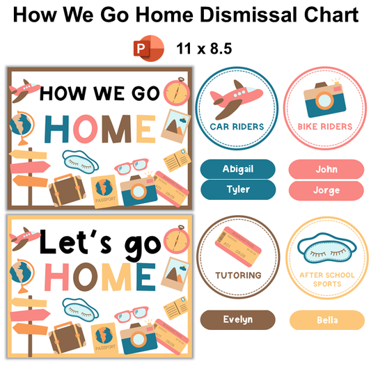 How We Go Home Dismissal Chart - Travel the World | Editable