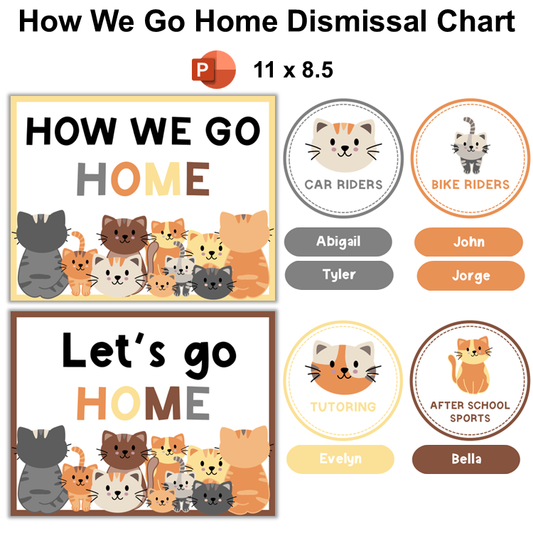 How We Go Home Dismissal Chart - Little Cat | Editable