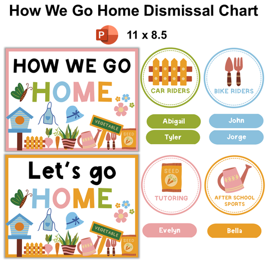 How We Go Home Dismissal Chart - Spring Garden | Editable