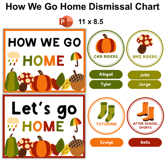 How We Go Home Dismissal Chart - Hello Fall | Editable