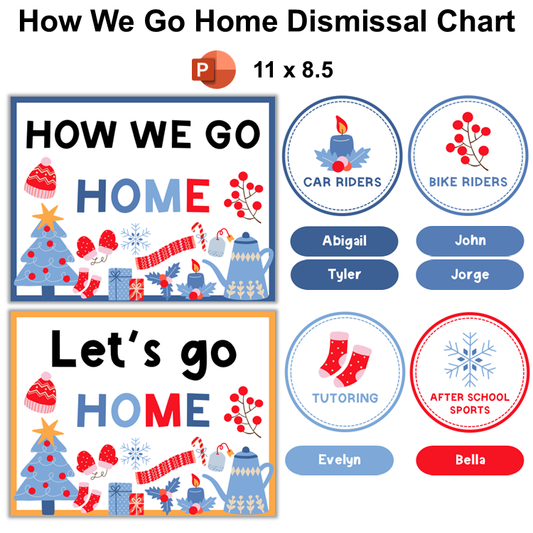 How We Go Home Dismissal Chart - Blue Winter | Editable