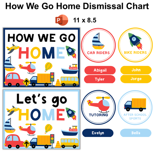 How We Go Home Dismissal Chart - Cute Transportation | Editable