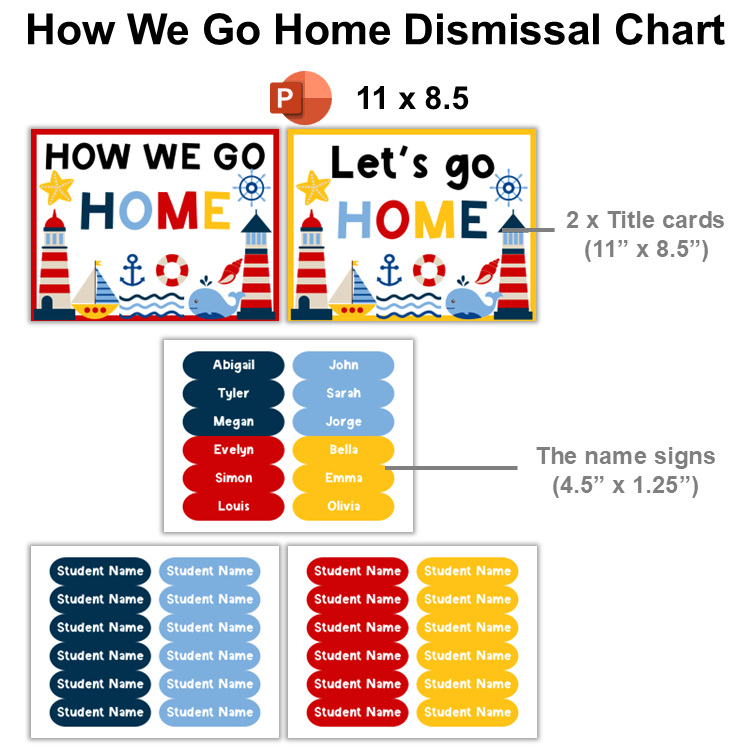How We Go Home Dismissal Chart - Nautical | Editable