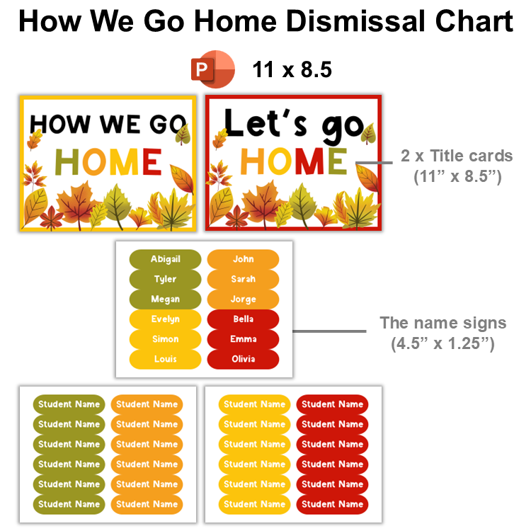 How We Go Home Dismissal Chart - Autumn Leaves | Editable