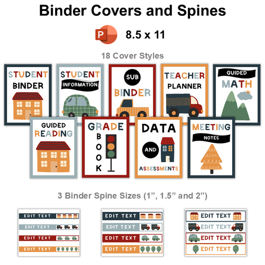 Binder Covers and Spines - Little Town | Editable