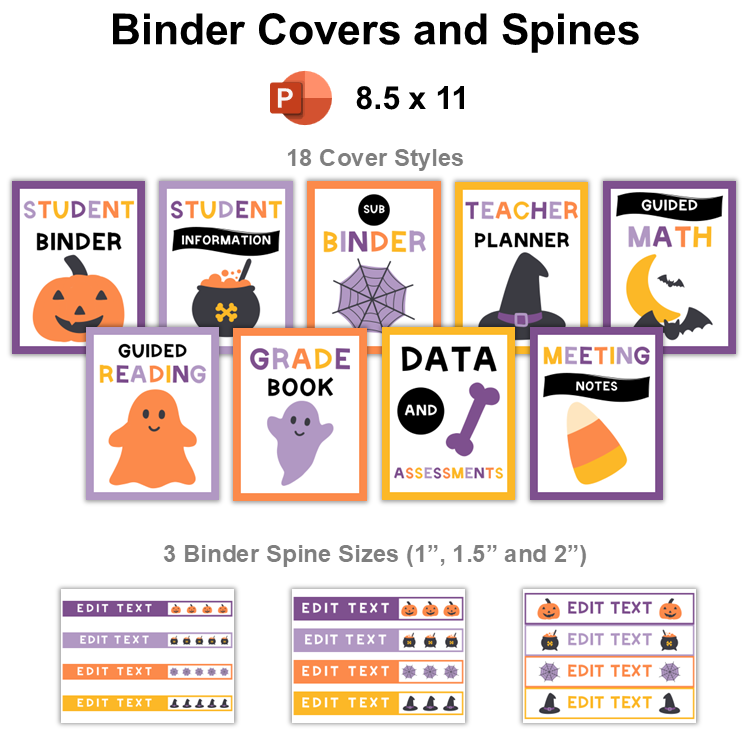 Binder Covers and Spines - Purple Halloween | Editable
