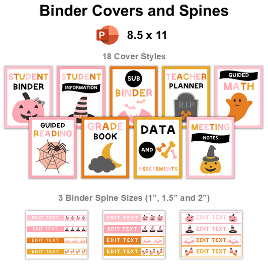 Binder Covers and Spines - Pink Halloween | Editable