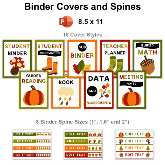 Binder Covers and Spines - Hello Fall | Editable