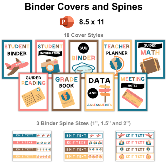 Binder Covers and Spines - Travel the World | Editable