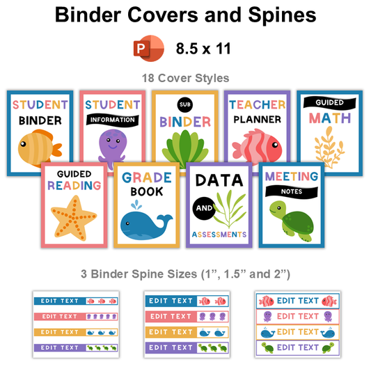 Binder Covers and Spines - Under the Sea | Editable