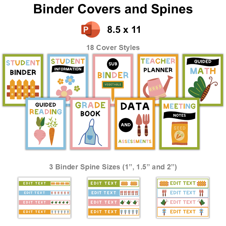 Binder Covers and Spines - Spring Garden | Editable