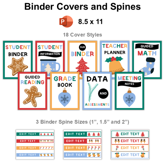 Binder Covers and Spines - Bright Christmas | Editable