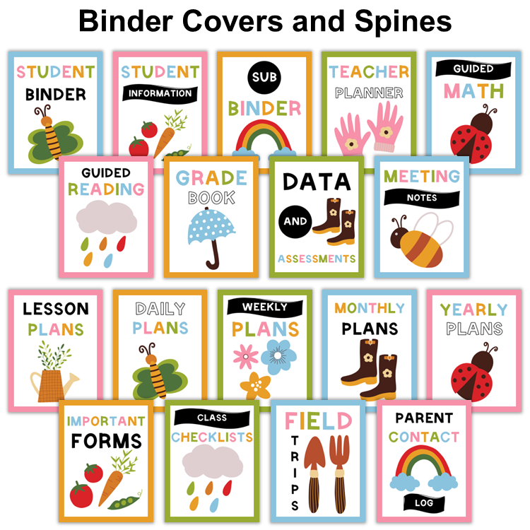 Binder Covers and Spines - Colorful Spring | Editable – kjunstudio