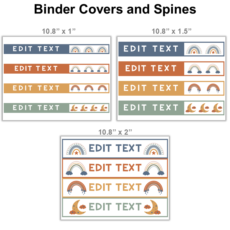 Binder Covers and Spines - Neutral Rainbow | Editable