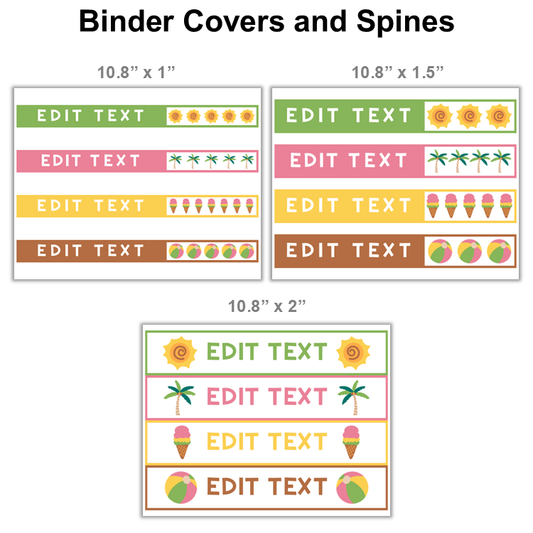 Binder Covers and Spines - Hello Summer | Editable