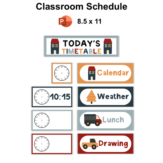 Classroom Schedule - Little Town | Editable